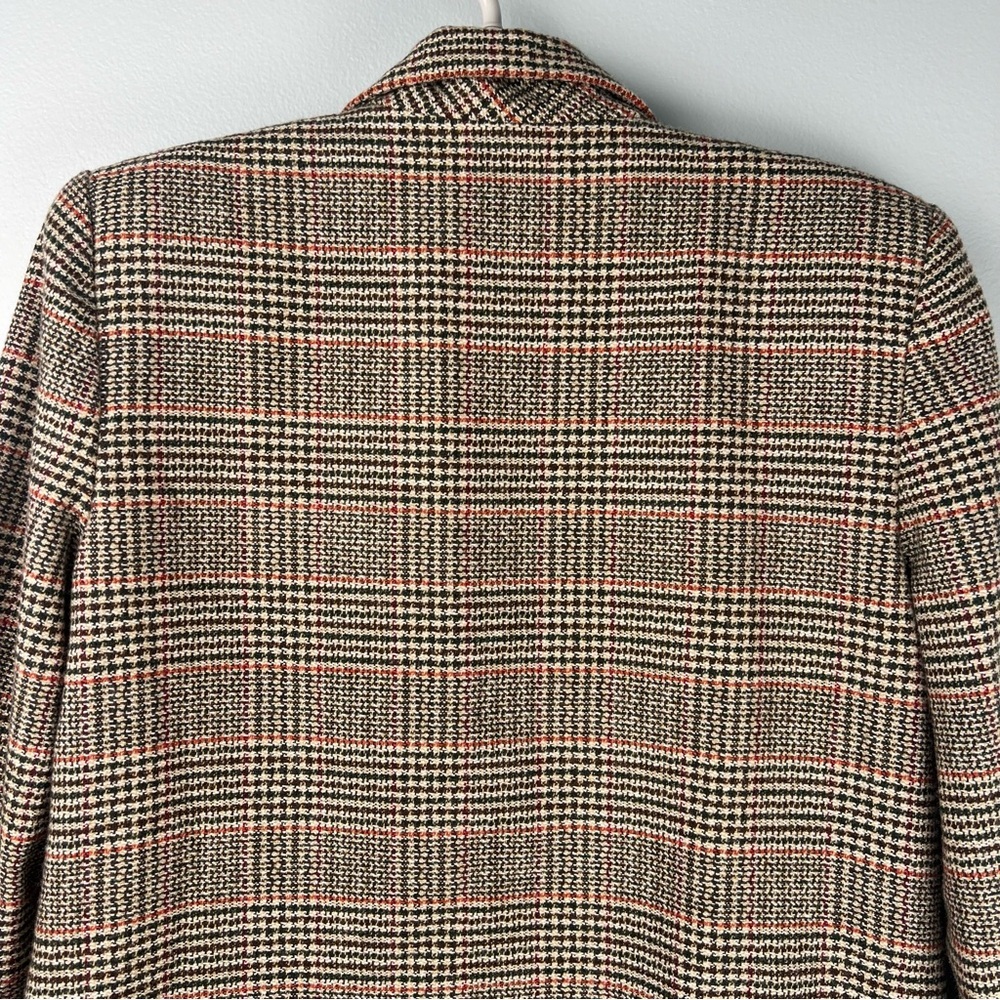 Vintage Fay Leslie Blazer Womens Plaid Size 6P Brown Jacket - Picture 5 of 15